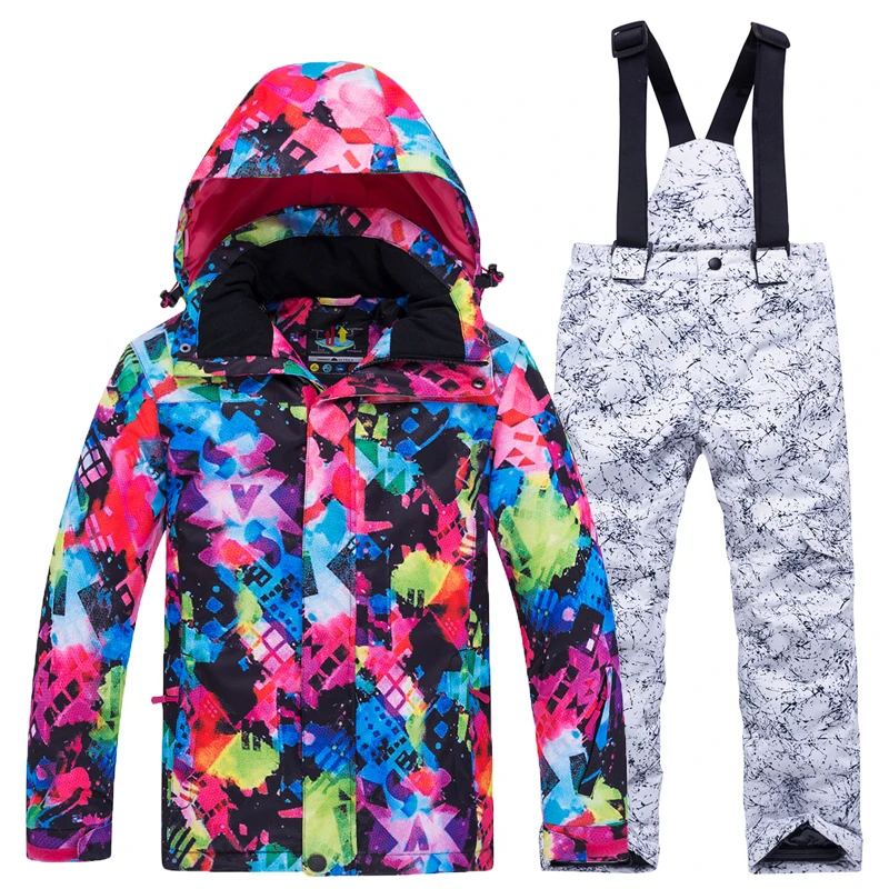 Детский лыжный костюм «Королева-30», верхняя одежда для катания на лыжах и сноуборде для девочек и мальчиков, водонепроницаемая теплая зимняя куртка+ штаны
