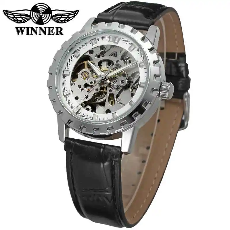 Победитель унисекс Для мужчин Повседневное Авто механические часы кожаный