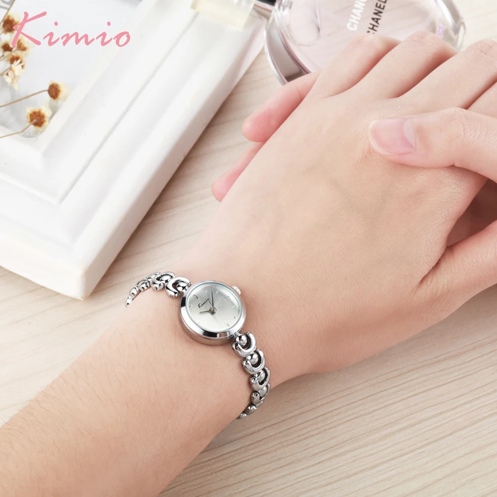 Фото Kimio горячие продажи кварцевые наручные часы Reloj Mujer Модные женские наручные часы небольшой циферблат дизайн браслет ремешок Подарочная коро... №4