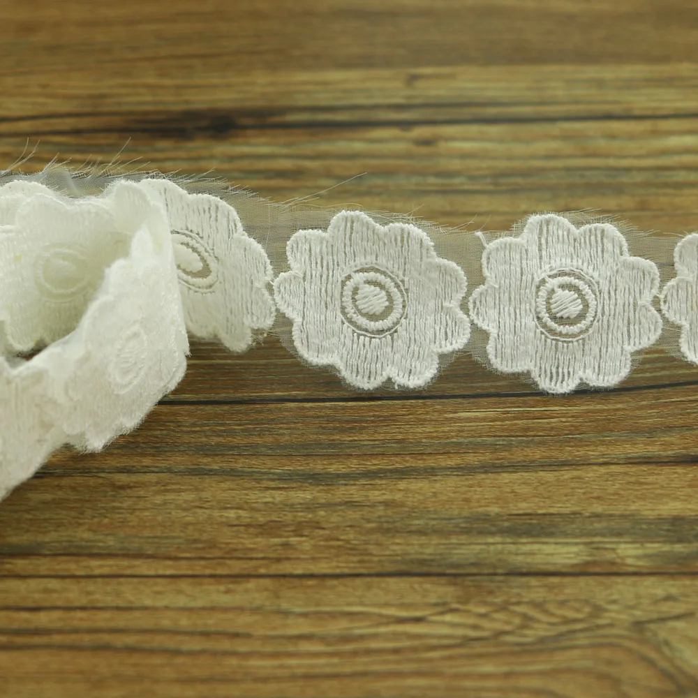 1 ярдов белая кружевная вышивка Кружевной декор материал сделай сам|embroidery lace|lace