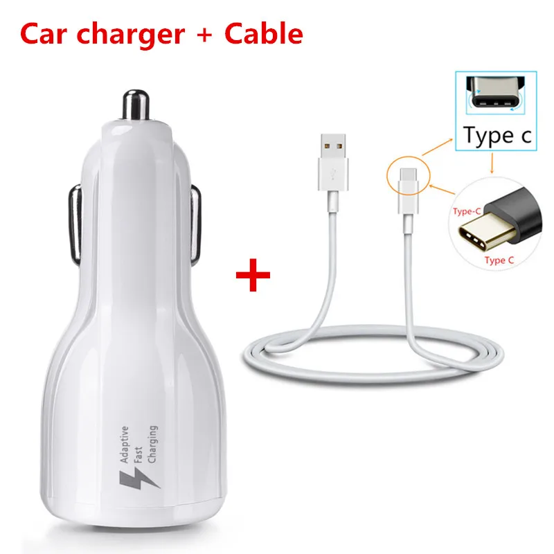 charger and cable Адаптивная Быстрая зарядка USB Автомобильное зарядное устройство+ type c usb 3,0 для samsung Galaxy S8 S9 S10 A3 A5 A7 Xiaomi Mi 9 a1 a2 OnePlus 5t 6 - Тип штекера: charger and cable