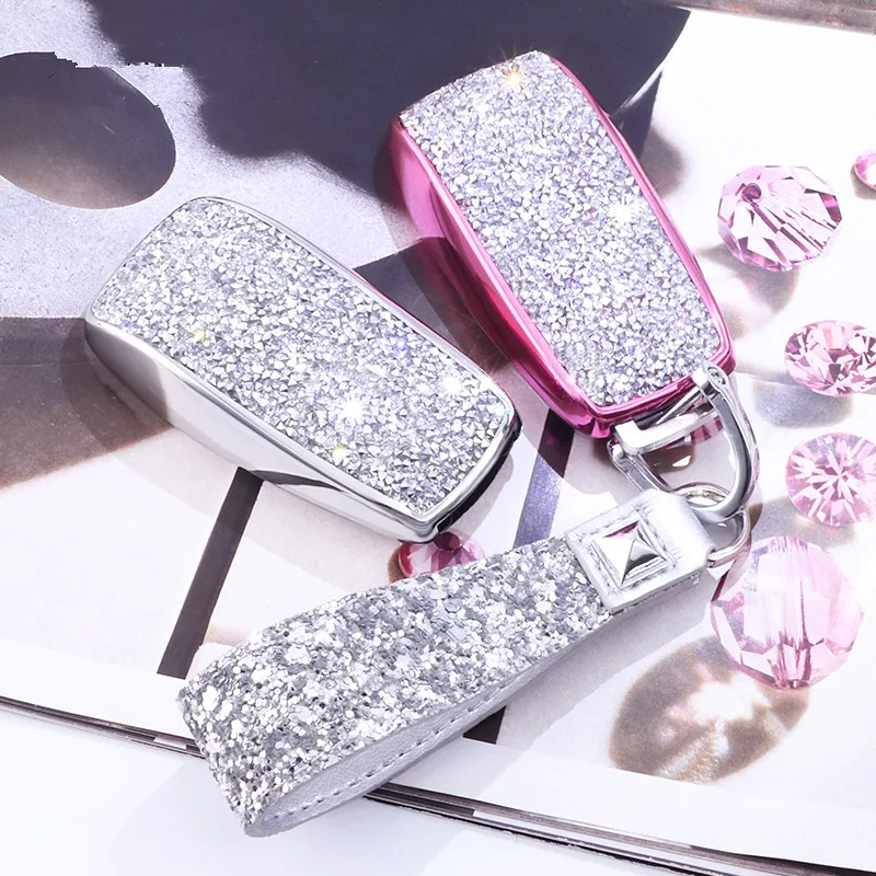 Fashion Luxury Diamond Crystal Shining Car Key Case Cover For Mercedes Benz 2017 EClass W213 2018 S Class Auto KeyShell Keychain |