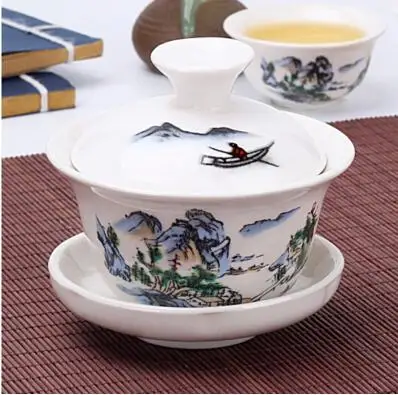 120ml Китайский чайный сервиз Gaiwan голубой и белый фарфор Чайный набор кунг-фу Супница керамическая чашка для чая здоровье чайная чашка и блюдце мастер чашки - Цвет: 120ml