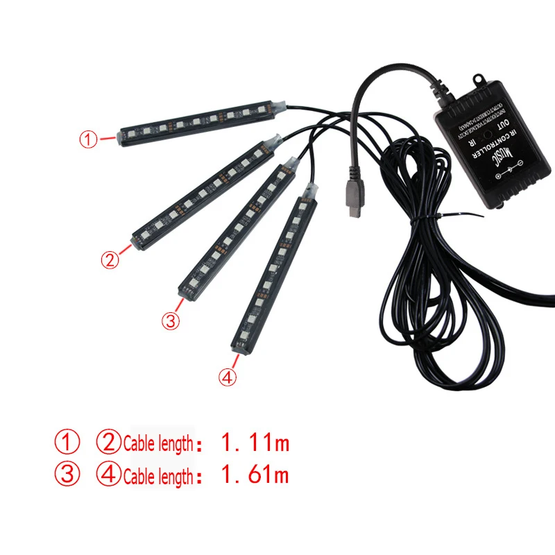 RGB 4 шт. Светодиодная лента автомобильный светильник 12 В 6 Вт 16 цветов Стайлинг