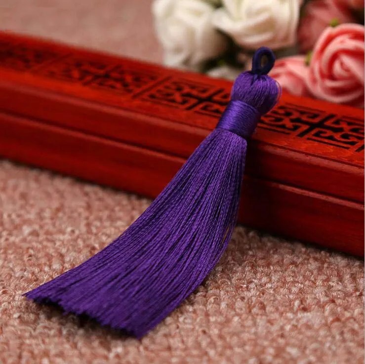 Purple x50PCS 50 шт. X 8 см бахрома отделка кисточки для Сделай Сам ремесла Ювелирные изделия шторы телефон одежда сумки подушки Закладка украшения ледяной шелк - Цвет: Purple x50PCS