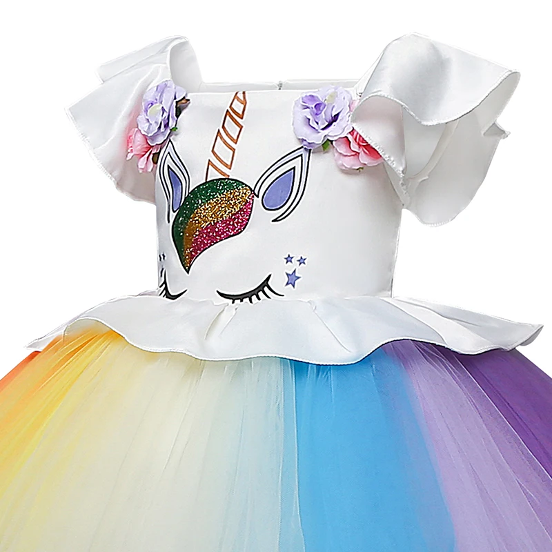Костюм единорога детское Радужное платье-пачка одежда для детей маленьких
