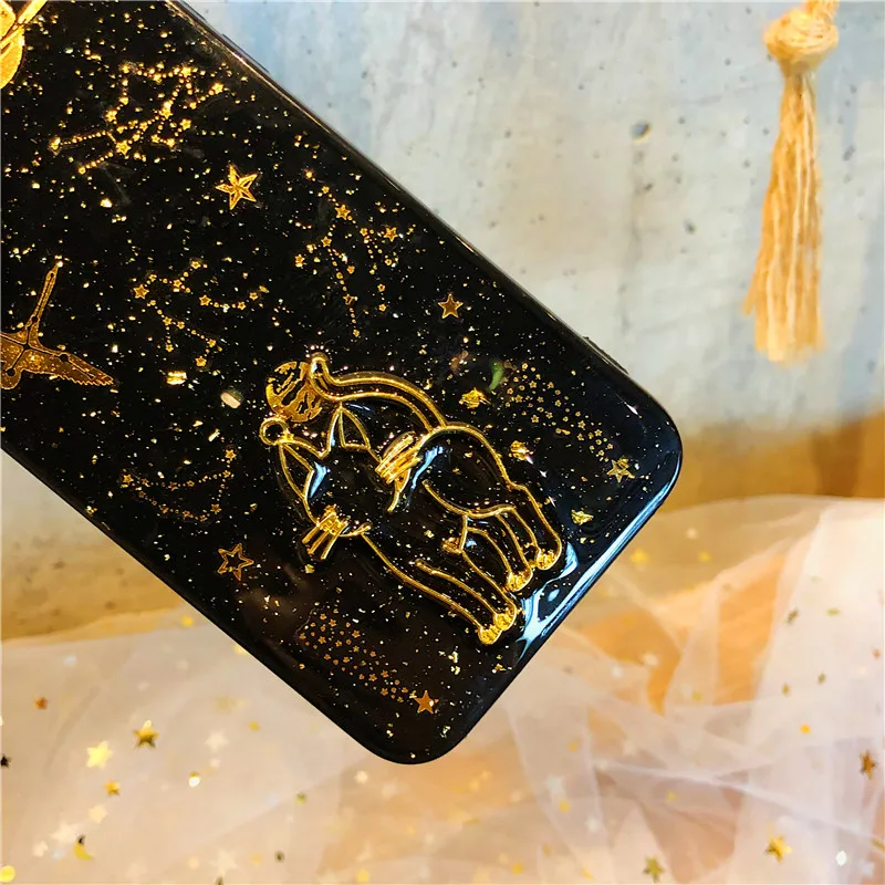 super cute transparent embossment cat shimmering powder soft shell IMD phone case for iphone 6 7 8 Plus X XR XS MAX |