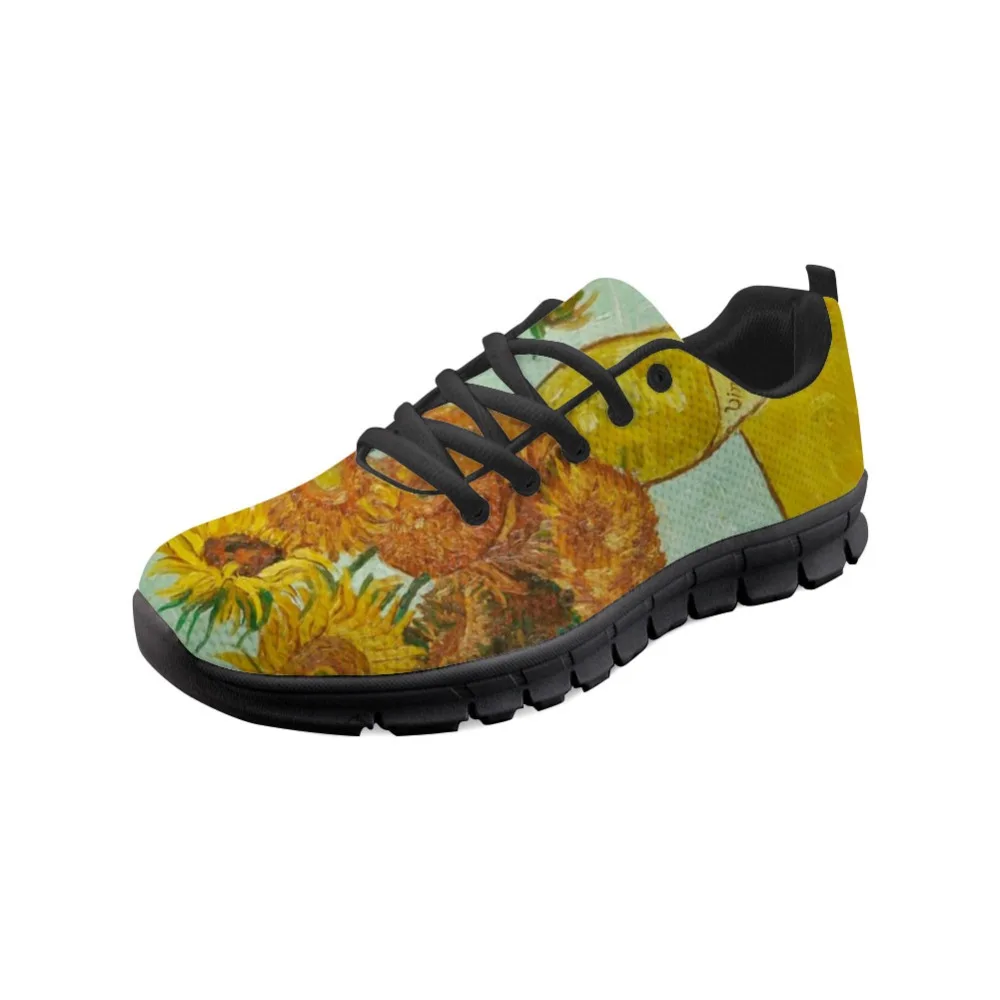 2021 Women Flats Shoes Spring Painting Art Printed Black bottom Comfortable Breathable Sneakers Van Gogh Master Wholesale | Обувь
