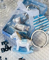 10pcs baby birthday gifts key ring baby shower favors souvenirs wedding gift trojan key holder with ribbon gift box