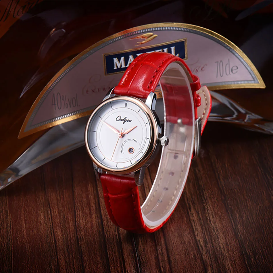 ONLYOU Watch Woman Fashion Design Brand Men Leather Vintage Quartz Calendar Analog Clock Lovers Women Wrist Best Deal | Наручные часы