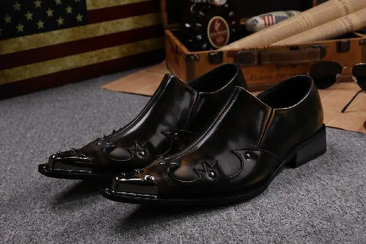 Мужские модельные туфли высокого качества с металлическим носком Бронзовые