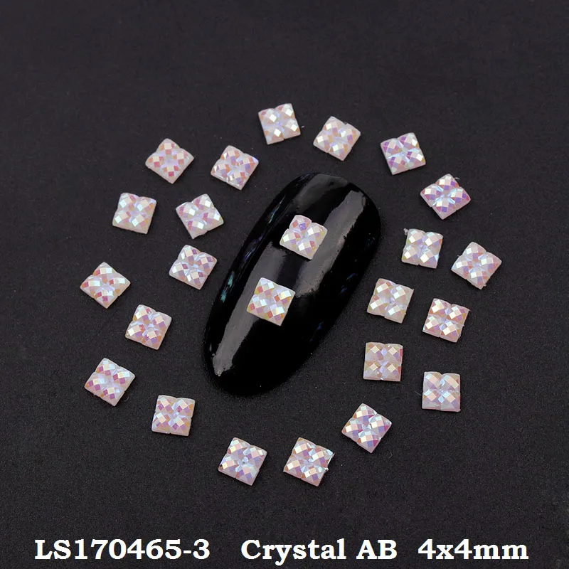 1000 шт. смешанный AB Цвет 4 мм смола квадратный дизайн ногтей Смола Rhineston DIY украшения для ногтей свадебное платье украшения - Цвет: Crystal AB