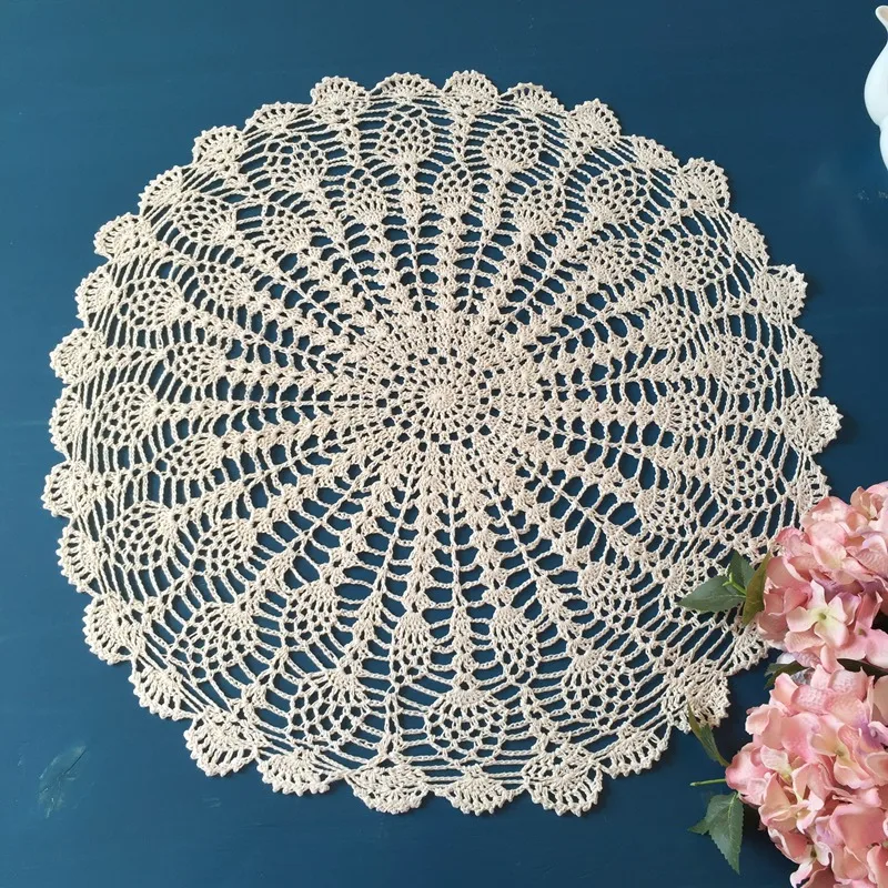 Круглая винтажная скатерть для вязания крючком кружевная круглая ручной работы