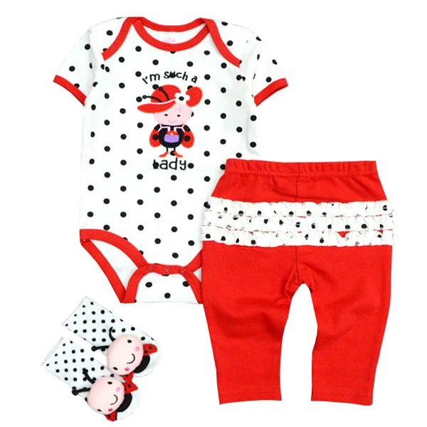 baby girls clothes85 Kiddiezoom/лето, 3 шт./лот, комплект хлопковой одежды для маленьких мальчиков и девочек, Детский комбинезон с короткими рукавами+ длинные штаны+ носки, комплект одежды для детей - Цвет: baby girls clothes85