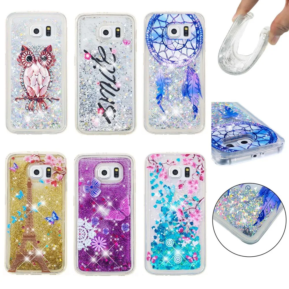 Облегающий чехол для Samsung Galaxy S6 блестящие звезды динамический зыбучий песок