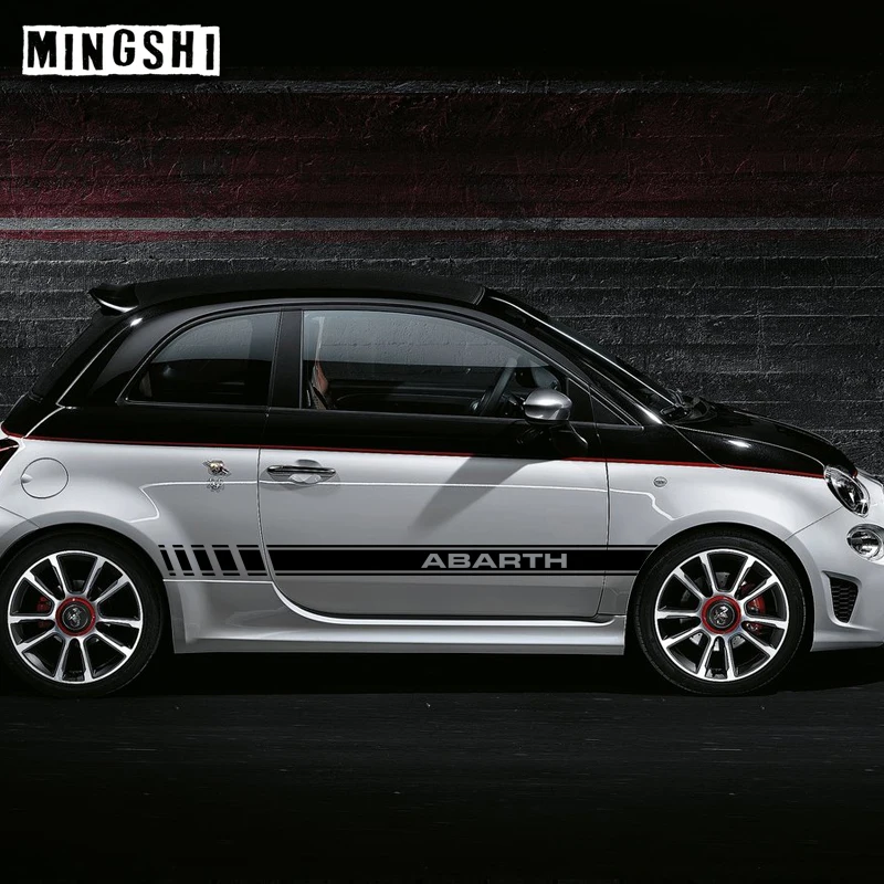 1 пара 2 сторонних виниловых стильных наклеек для автомобиля Abarth боковые полоски для юбки наклейки Обертывания Наклейки для тела s графика для FIAT 500