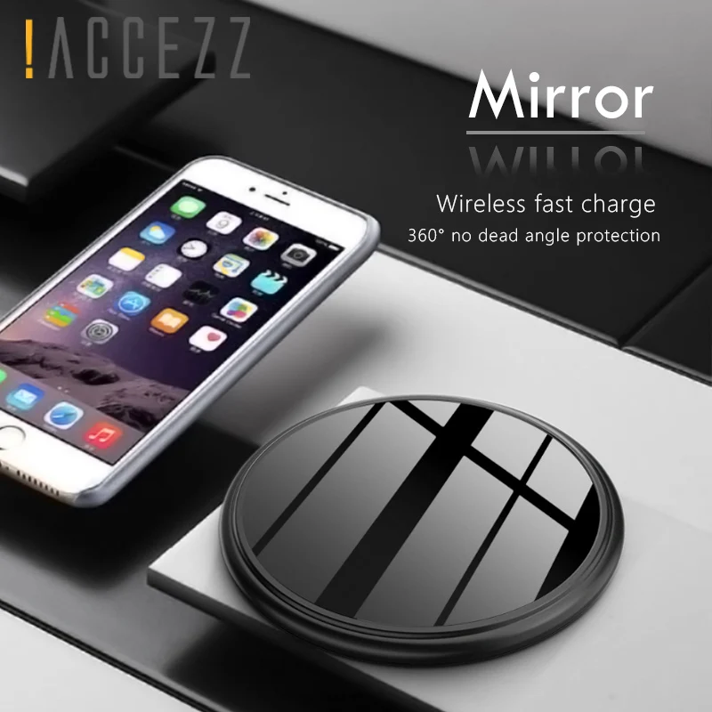 ! ACCEZZ зеркальное стекло 7 5/10 Вт Qi Беспроводное зарядное устройство для iPhone X 8 Plus Xs