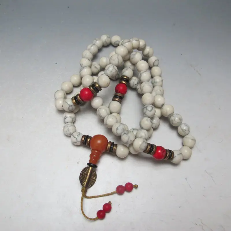 

China Collectibles Handwork Old Coral Toyed Prayer Bead Necklace