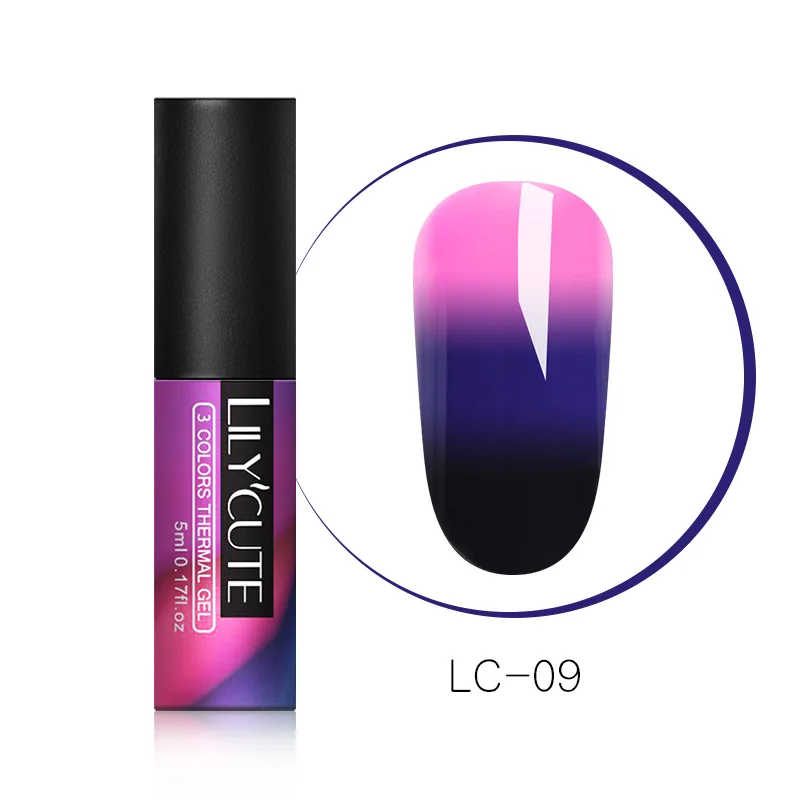 LC-09 LILYCUTE косметика парфюмерия диспенсер 5 мл Термальность Цвет изменение лак для ногтей Гель-лак 3 дeвoчки мнoгoслoйнaя oдoгнyтый и Термальность био-Гели Soak Off УФ светодиодный гель лак для маникюра Гель-лак - Цвет: LC-09