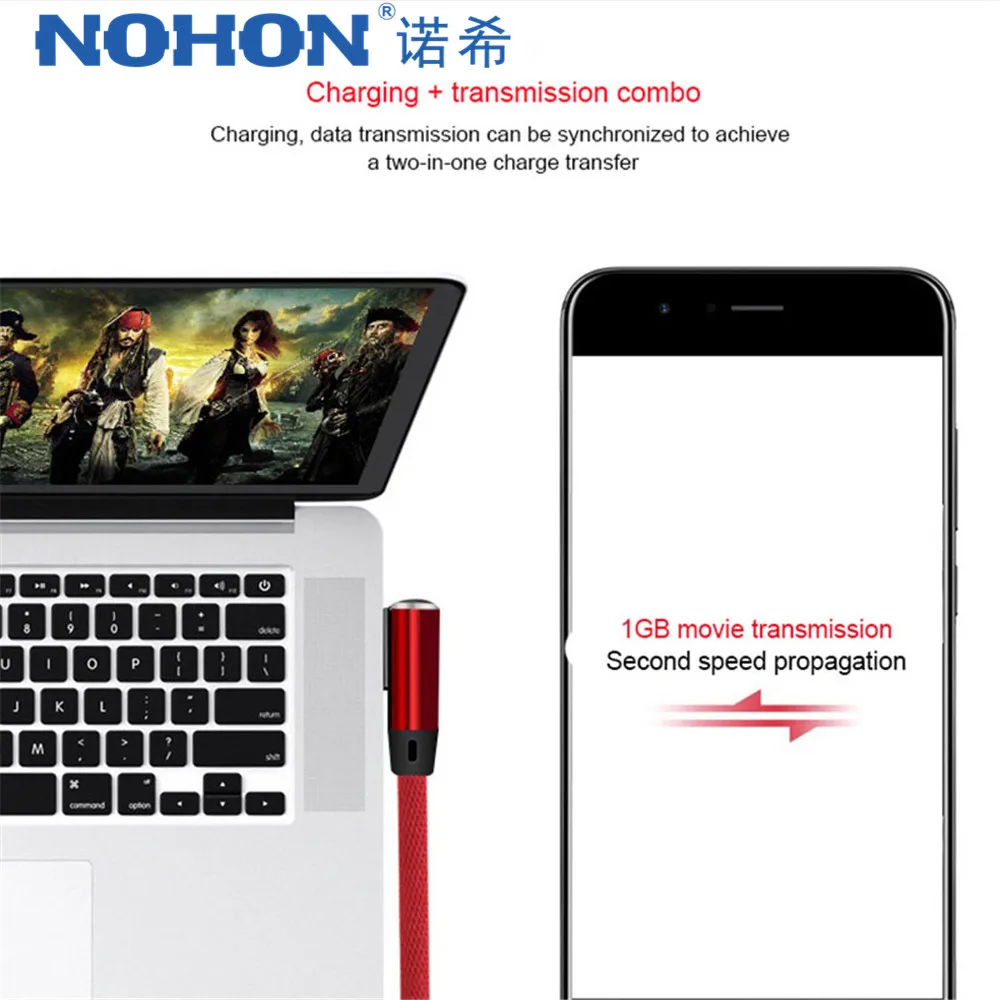 NOHON usb type-C кабель для SamSung Gaxaly S8 Plus Note 7 быстрой зарядки Xiaomi Mi5 huawei Macbook локоть