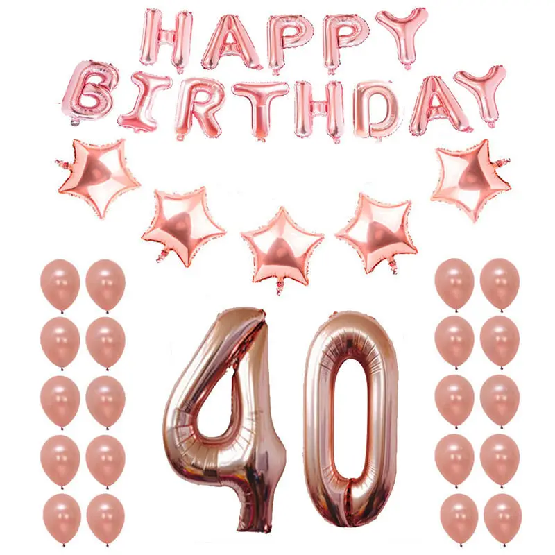 Розовое золото 18th 25th 30th 35th 40th 50th 60th 70th 80th 90th набор воздушных шаров на день рождения