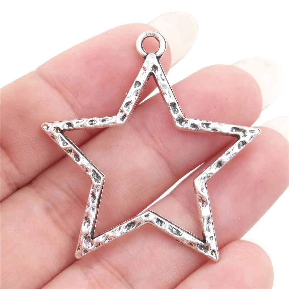 Оптом 30 цинковый сплав большой размер вырезанная подвеска-звезда для DIY Ожерелье