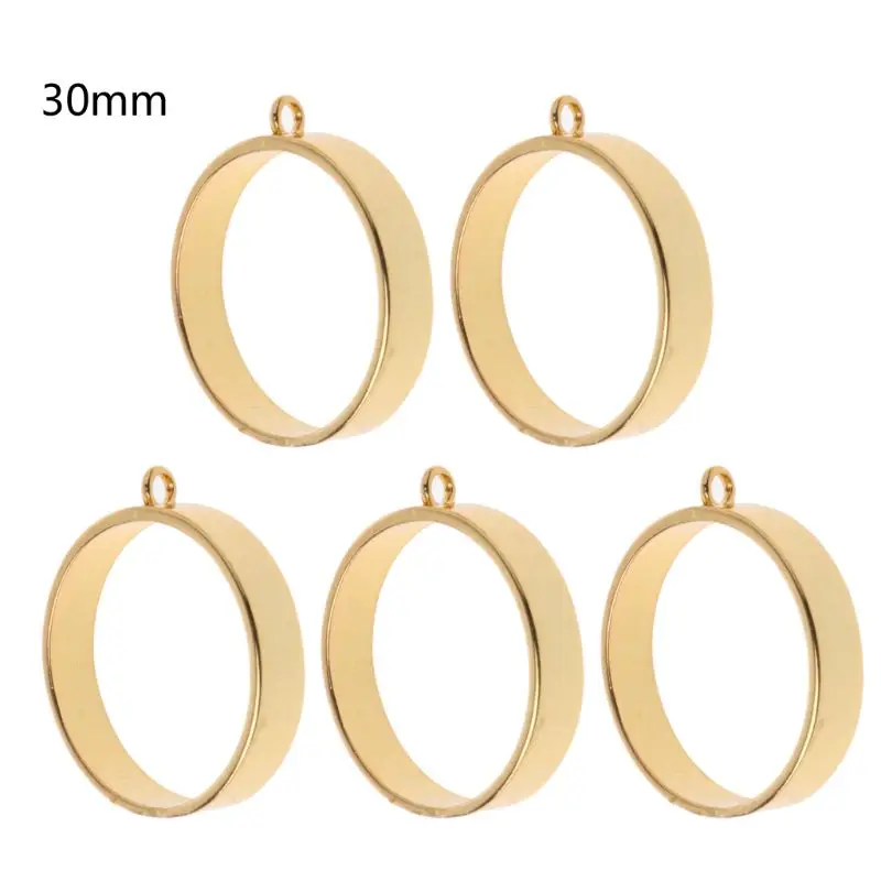 30mm 5 шт. ювелирные изделия металлическая рамка круглая рамка открытая задняя оправа подвеска заготовки для изготовления ювелирных изделий из смолы DIY ювелирные изделия - Цвет: 30mm