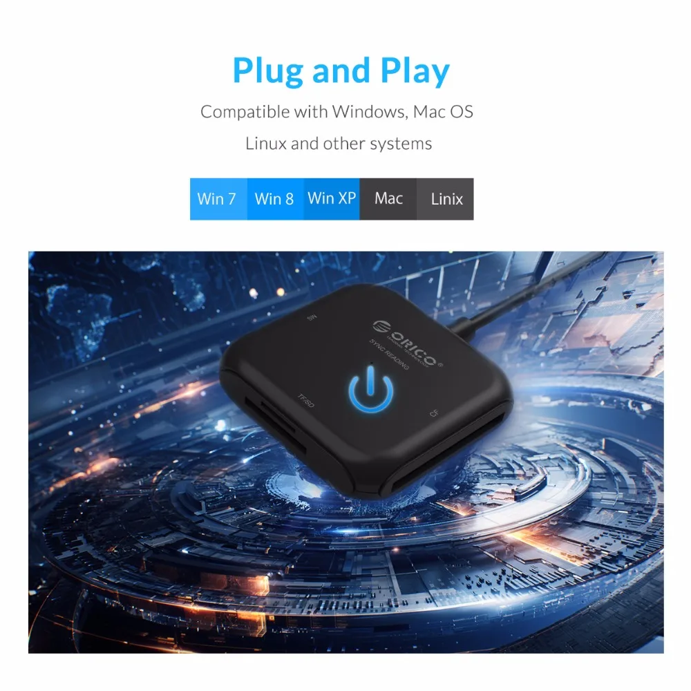 ORICO 4 в 1 USB 3,0 смарт-кард-ридер флэш мульти-карт памяти для TF/SD/MS/CF 4 карты одновременно чтения и записи-CRS31A