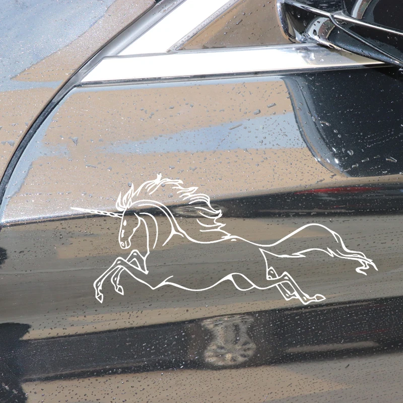 

YJZT 17.3CM*7.4CM Running Unicorn Creative Decoration Car Sticker Bumper Vinyl Decal Black/Silver C4-1753
