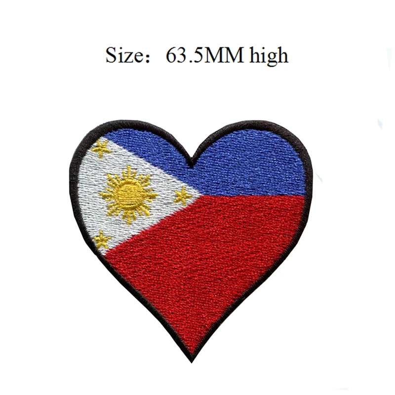 

Phillippines Heart Flag patch 63.5 MM high/DIY/cloth sticking/embroided