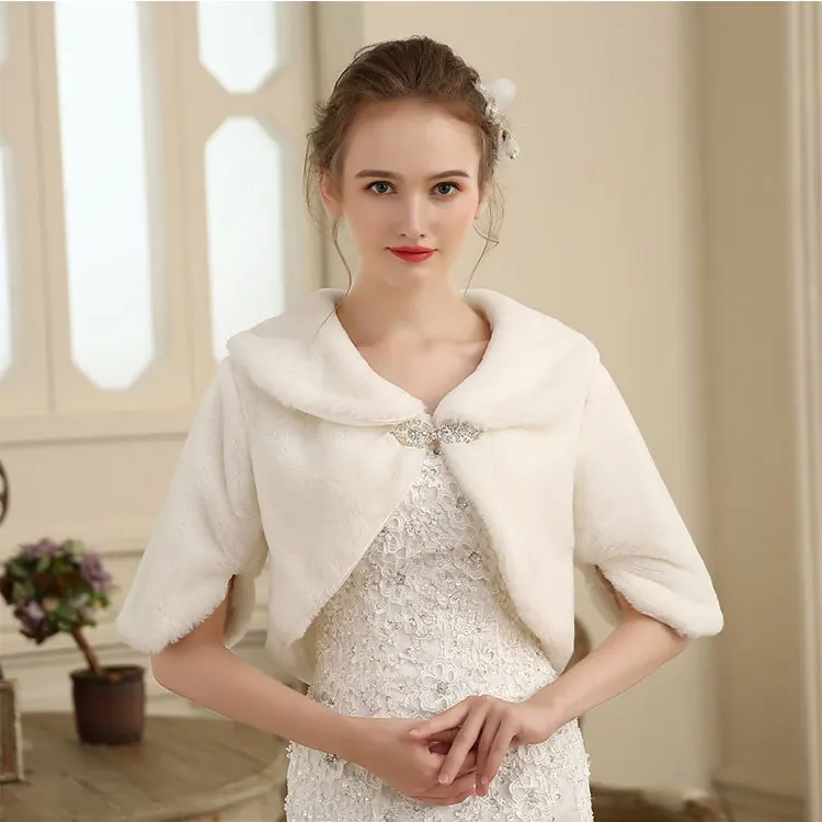 

Elegant Women Winter Warm Jackets Bridal Wedding Faux Fur Shawl Stole Wrap Shrug Scarfs Free Shipping
