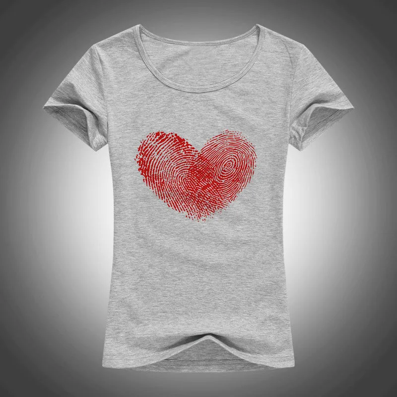 Женская футболка с принтом отпечатков пальцев из лайкры и хлопка | одежда