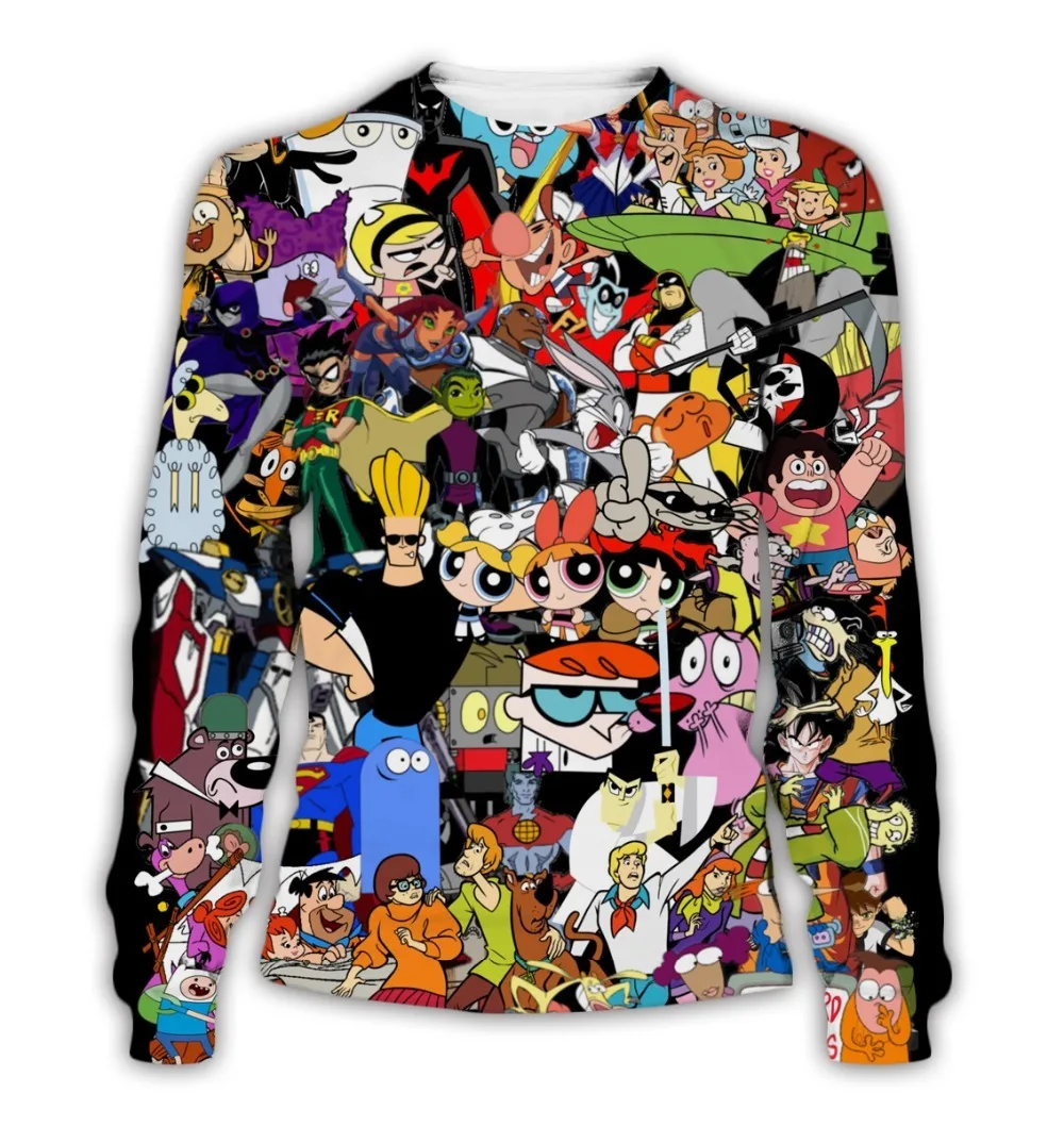 PLstar Cosmos Fashion men hoodies 90s Cartoon Gang Character collage 3D Printed Hoodie Unisex streetwear Hooded Sweatshirt
