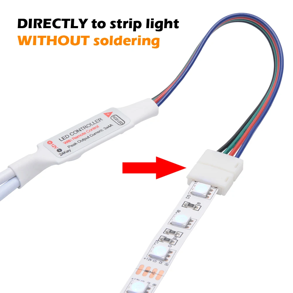 DC12V мини RGB LED контроллер 24 ключа ИК инфракрасный беспроводной пульт