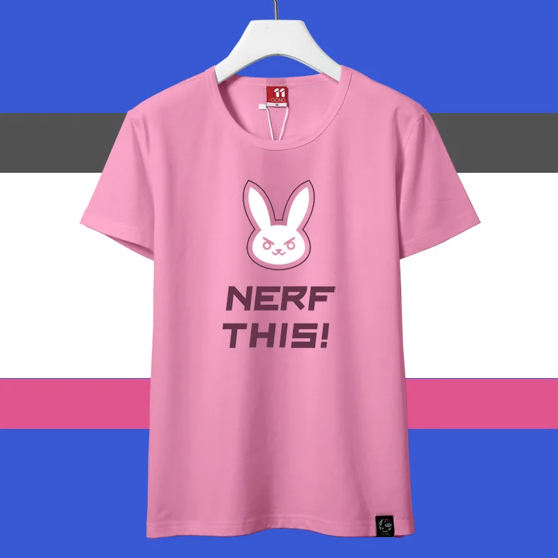 OW D.VA розовый кролик Sweety унисекс короткий рукав Футболка для косплея Dva футболки