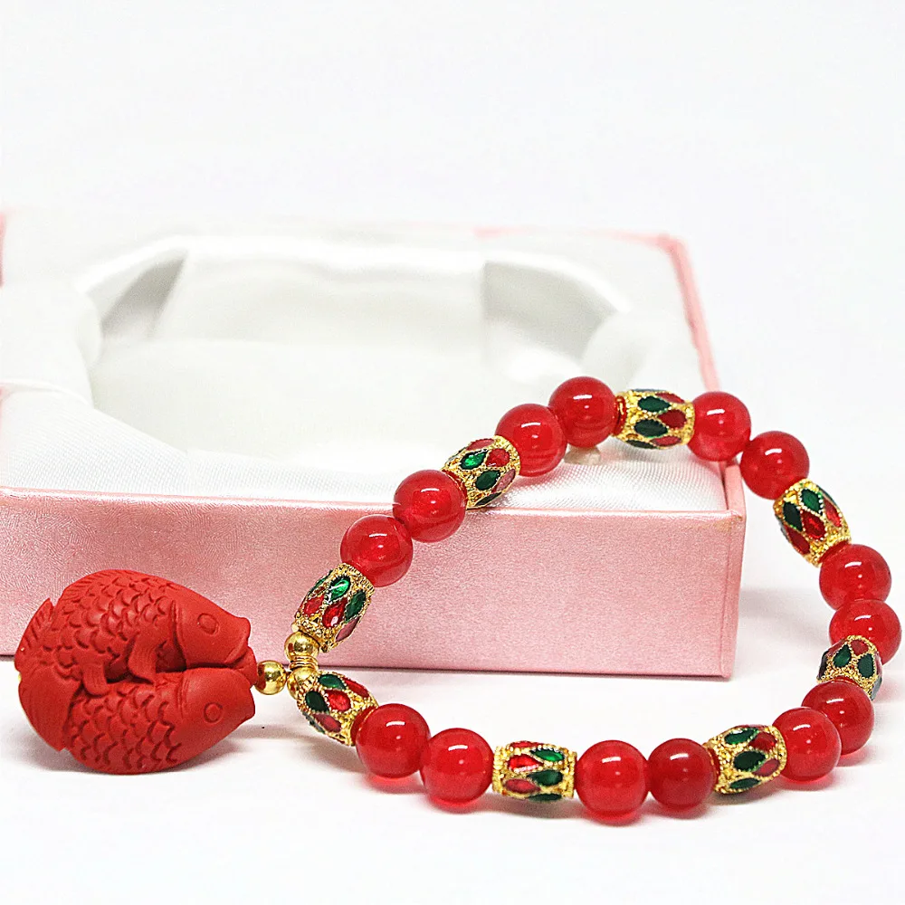 Полудрагоценных черный красный зеленый круглый халцедон нефриты браслет