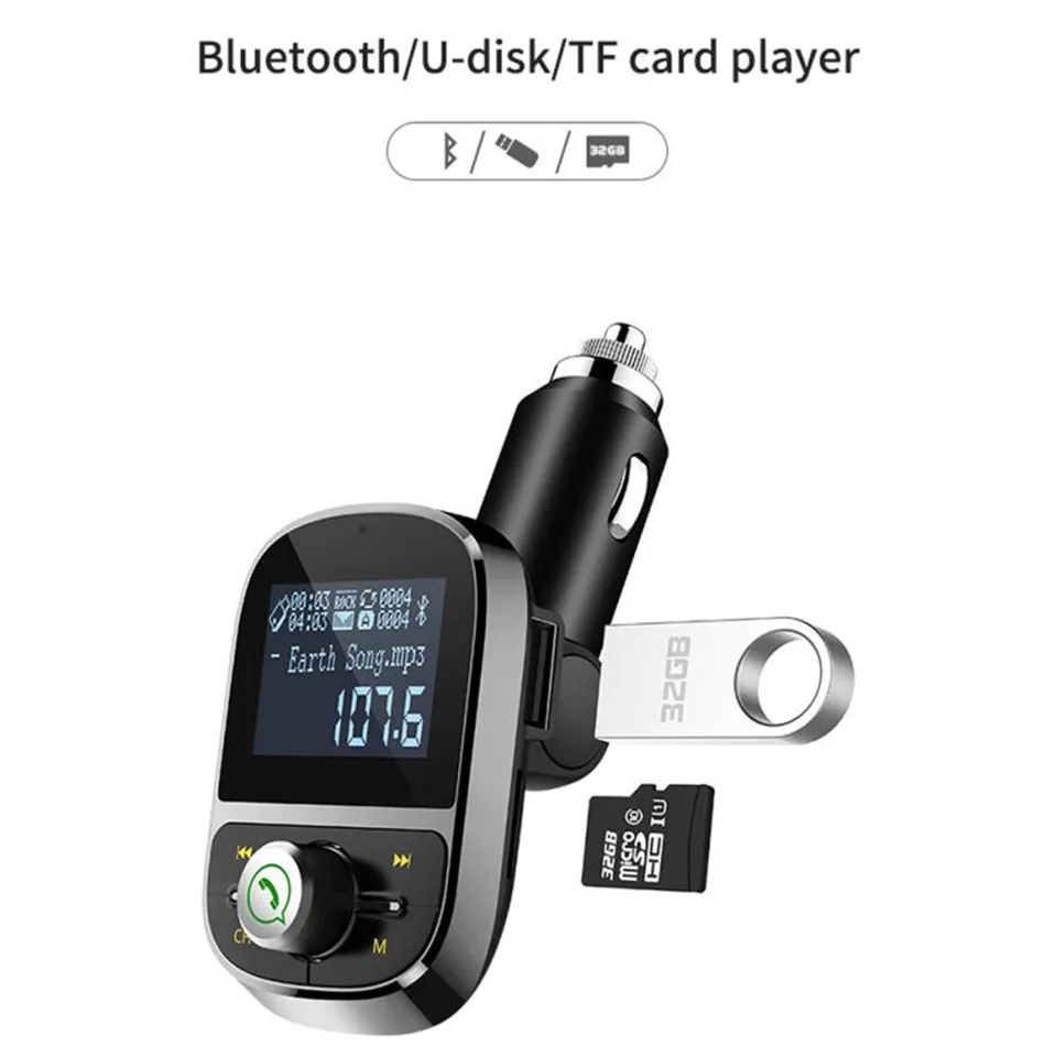 100% Новый Bluetooth Автомобильный fm передатчик Беспроводной 3.1A USB Зарядное устройство