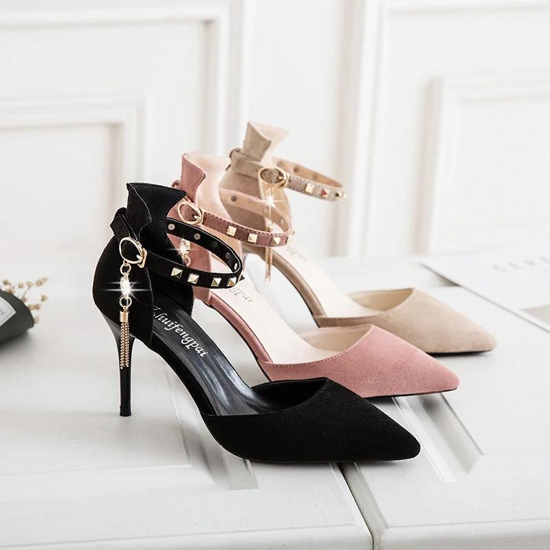 SLYXSH Women's shoes 2019 spring new with pointed spring spring wild shoes summer shallow mouth shoes