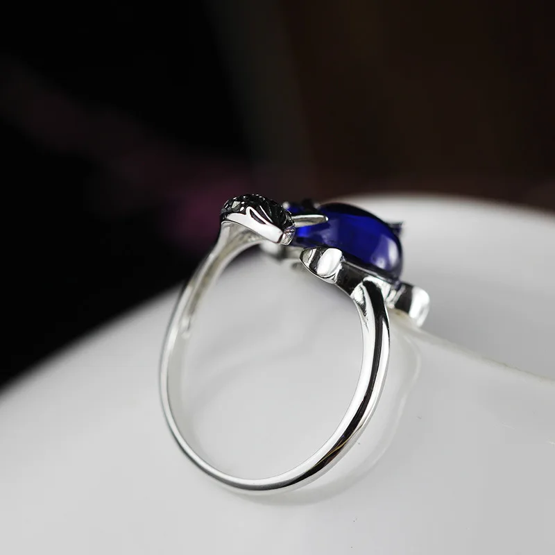 S25 серебряное ювелирное изделие модный дизайн clever fox открытое синее кольцо с