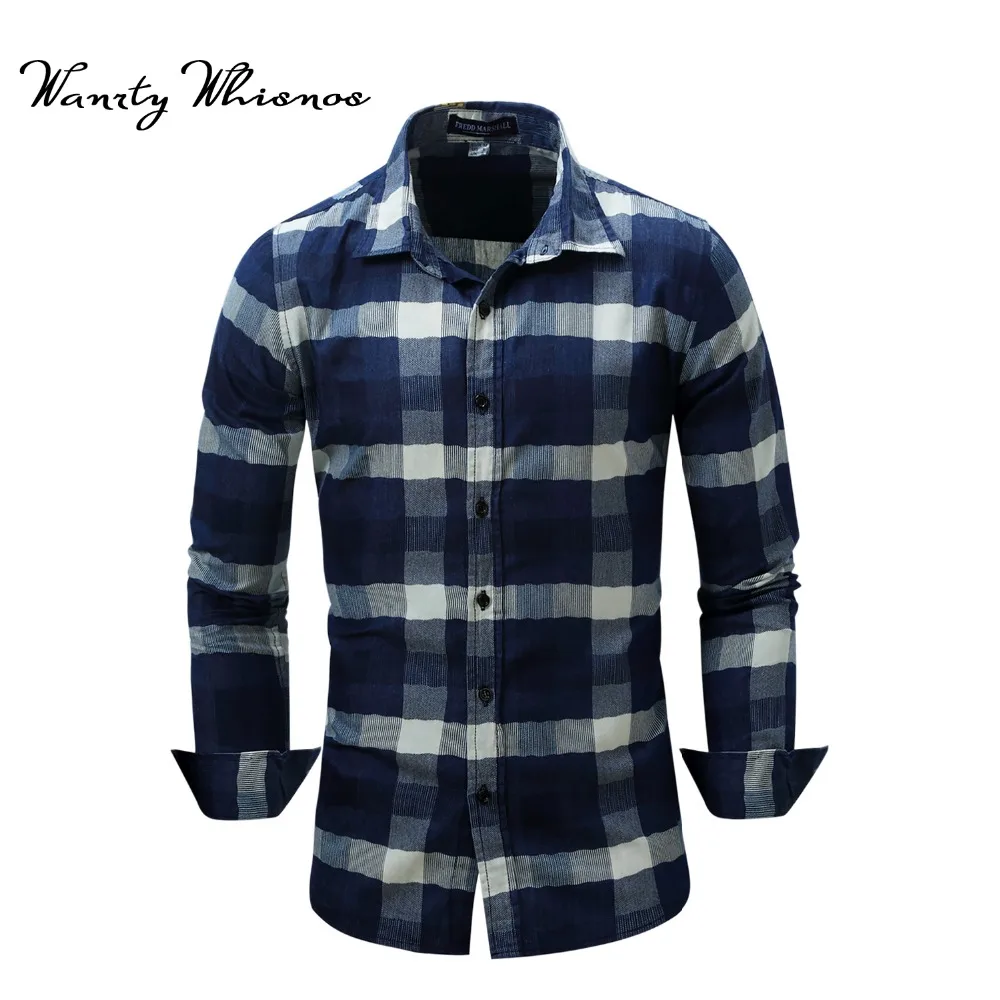 Мужская хлопковая рубашка в полоску голубая Классическая из 2018 хлопка стиле