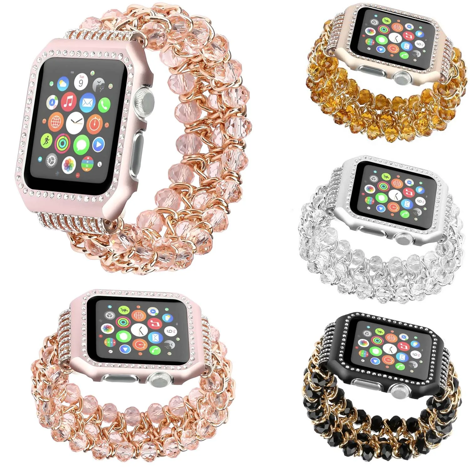 Женский эластичный браслет из агата для Apple Watch ремешок 38/42 мм Блестящий Защитный