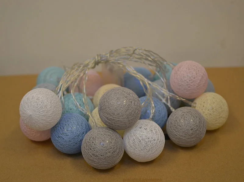 Luces LED Macaron хлопковый шар сказочные гирлянды на батарейках Рождественская