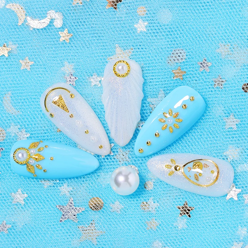 12 сетки/коробка 3d-украшения для ногтей Seashell Abalone ломтики металла цвет смешанный размер голографическое неправильное Декорирование ногтей инструменты