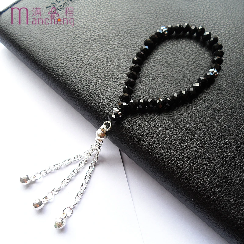 Новинка 2020 черный браслет с подвесками для девочек цепочка из хрустального шнура