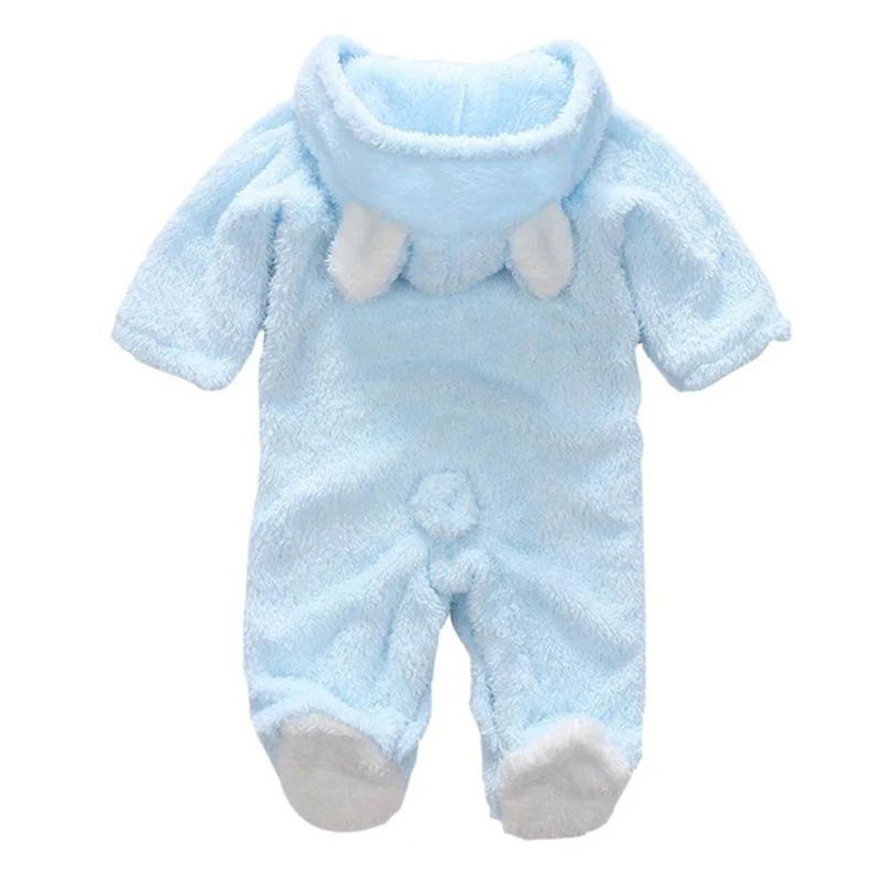 Sky blue Новинка года; зимняя одежда для малышей фланелевая Одежда для маленьких мальчиков комбинезон с объемными медвежьими ушками; теплые комбинезоны для новорожденных - Цвет: Sky blue