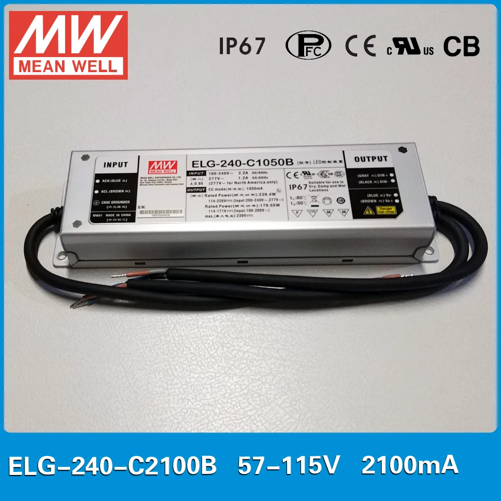 Оригинальный Meanwell ELG 240 C2100B светодиодный привод постоянного тока 2100mA Вт с