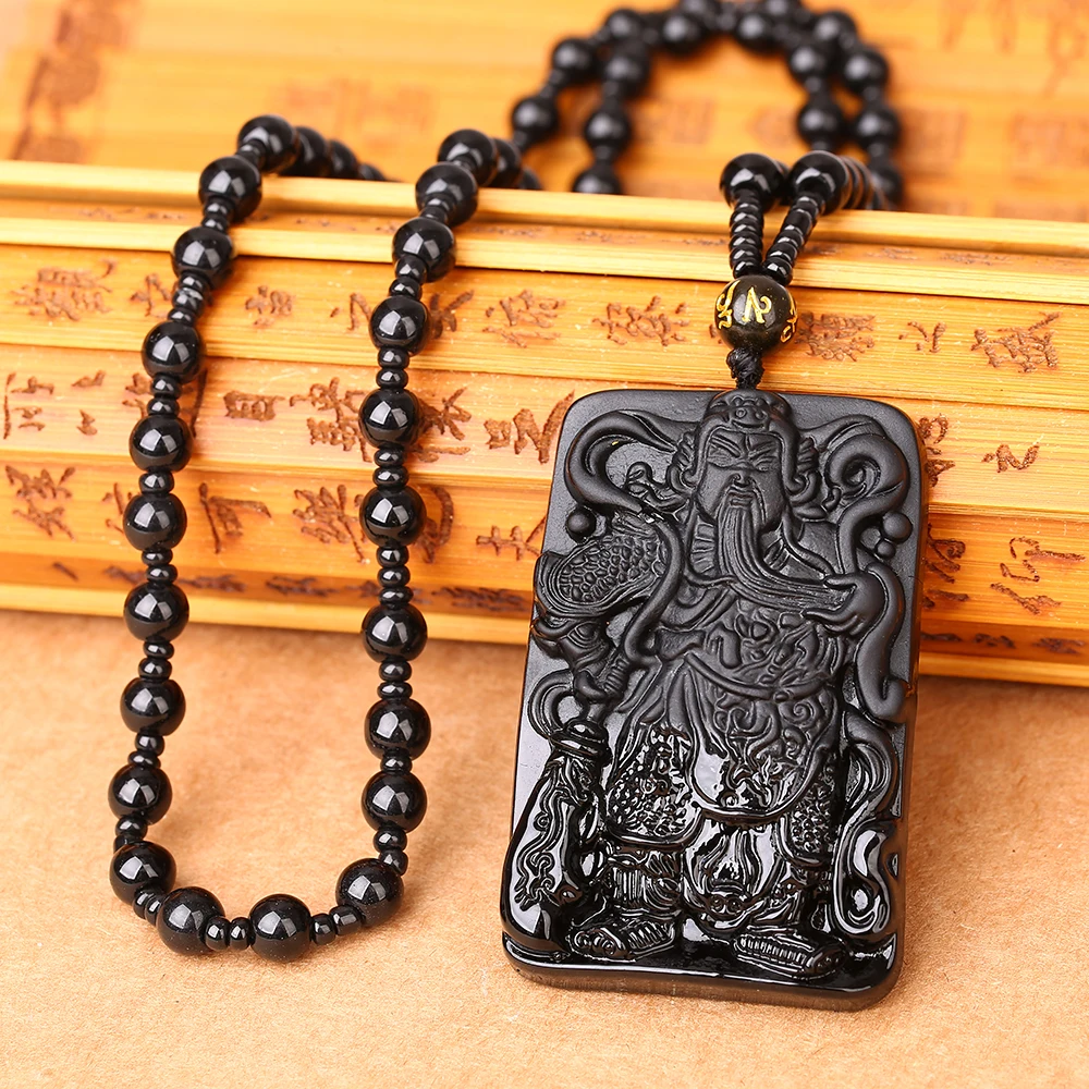 Подвеска из черного обсидиана подвеска амулет с резьбой по Будде для женщин и