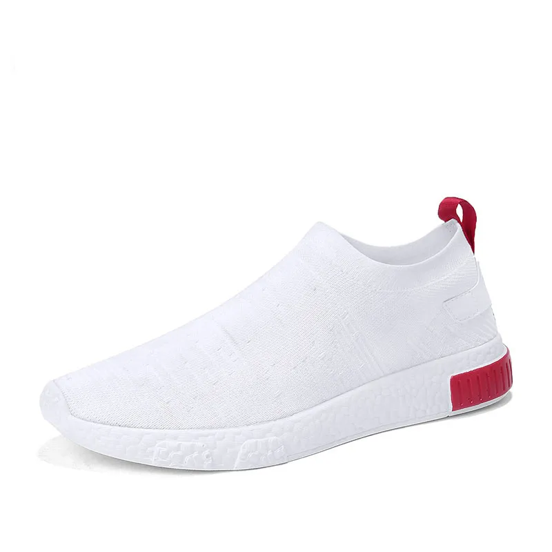 Тонкая обувь для лета Белая мужские кроссовки подростковая без кружева тренд 2019