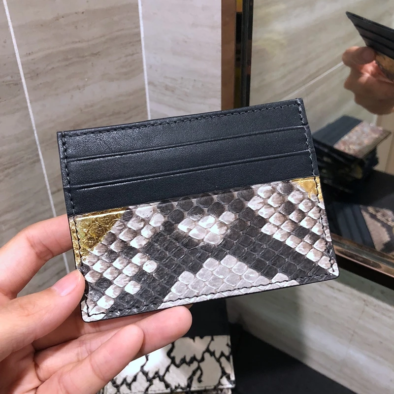 CAJIFUCO ультратонкий из натуральной кожи питона Porte Carte змеиной кожи кредитный держатель для карт