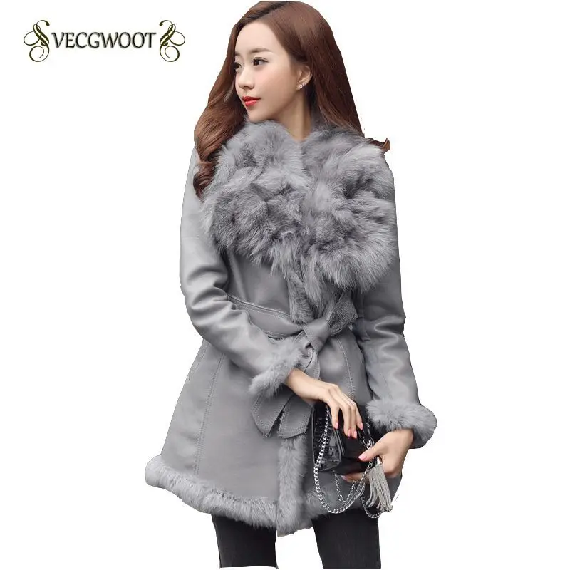 Зимняя женская куртка из искусственного меха модная средней длины с воротником